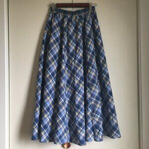 Cinema Club Maxi Cotton Plaid A-Line Skirt Made in Japan